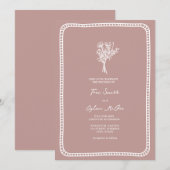 Bouquet Border Blush Pink Wedding Einladung (Vorne/Hinten)
