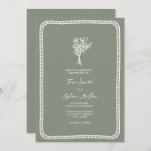 Bouquet Border Blush Sage Green Wedding Einladung (Vorne/Hinten)