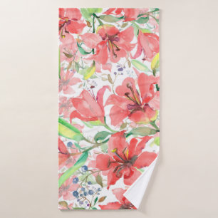 Bouquet botanische Blume mit Vogel. Wilde Quelle l Badehandtuch