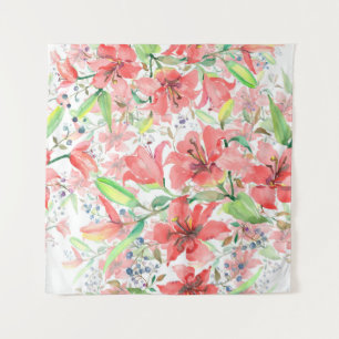 Bouquet botanische Blume mit Vogel. Wilde Quelle l Wandteppich