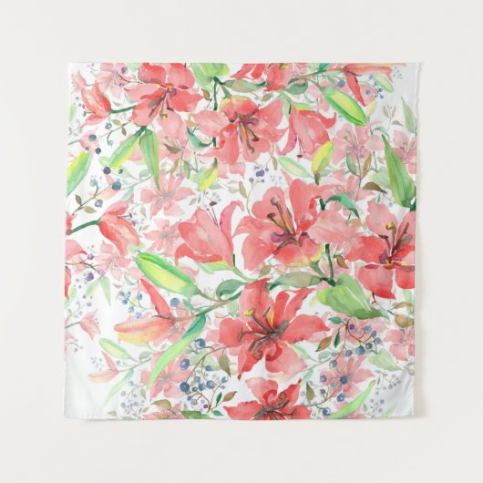 Bouquet botanische Blume mit Vogel. Wilde Quelle l Wandteppich (Vorderseite)