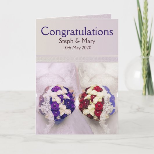 Bouquet Brides Lesbian Hochzeitsgratulation Karte (Vorderseite)