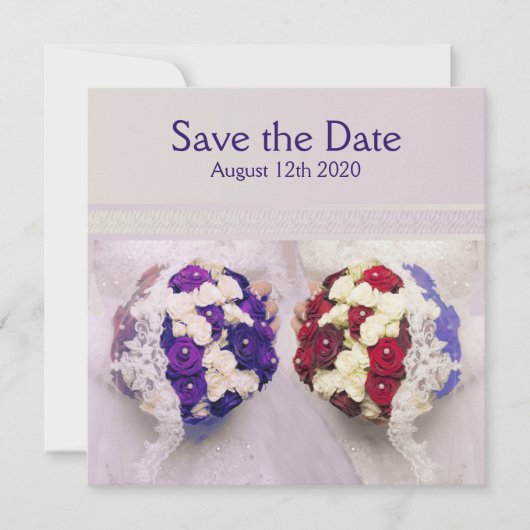 Bouquet Brides Lesbian Wedding Save the Date Card (Vorderseite)