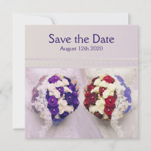 Bouquet Brides Lesbian Wedding Save the Date Card