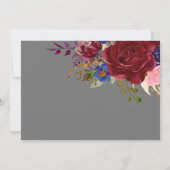 Bouquet Burgundy Floral Navy Blue PInk COUPLES Dankeskarte (Rückseite)