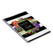 Bouquet & Chic Stripes Individuelle Name Notizblock (Rechte Seite)