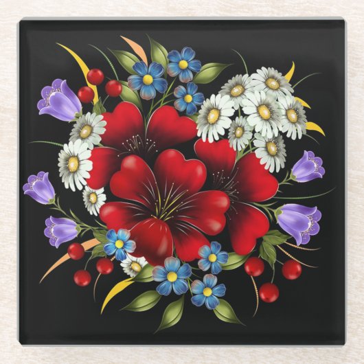 Bouquet der Blume Glasuntersetzer (Vorderseite)