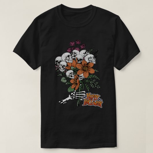 Bouquet der Blume Happy Halloween T-Shirt (Design vorne)