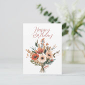 Bouquet der Blume Individuelle Name Happy Birthday Postkarte (Stehend Vorderseite)