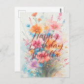 Bouquet der Blume Kalligrafie Geburtstag Postkarte (Vorne/Hinten)