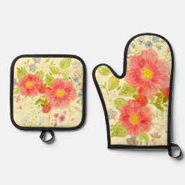 Bouquet der Blume Ofenhandschuh & Topflappen-Set