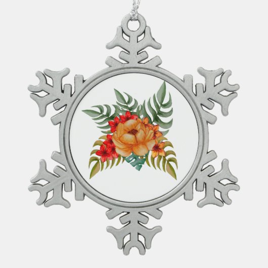 Bouquet der Blume Schneeflocken Zinn-Ornament (Vorderseite)