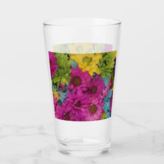 Bouquet der farbenfrohen Tische Glas (Rückseite)
