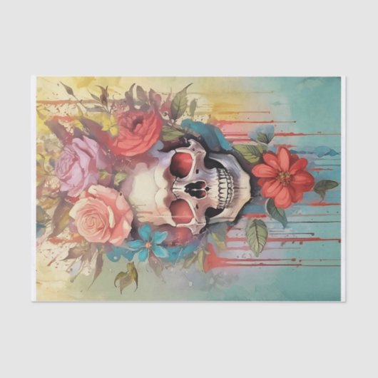 Bouquet der Liebe Lies Bleding, Goth Skull & Rose Seidenpapier (Vorderseite)