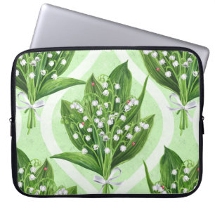 Bouquet der Lilie des Tales Blume auf grün Laptopschutzhülle
