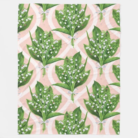 Bouquet der Lilie des Tals Blume auf rosa Fleecedecke (Vorderseite)