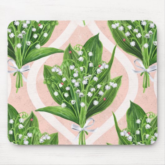 Bouquet der Lilie des Tals Blume auf rosa Mousepad (Vorne)