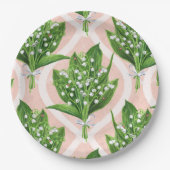 Bouquet der Lilie des Tals Blume auf rosa Pappteller (Vorderseite)