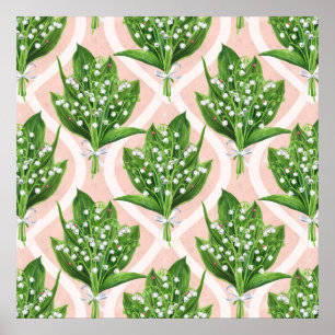 Bouquet der Lilie des Tals Blume auf rosa Poster