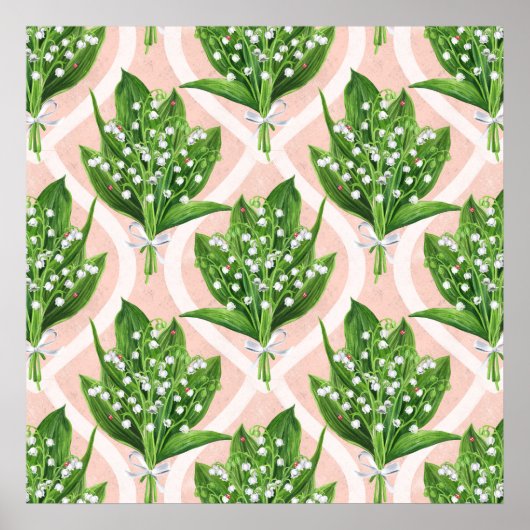 Bouquet der Lilie des Tals Blume auf rosa Poster (Vorne)