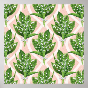 Bouquet der Lilie des Tals Blume auf rosa Poster