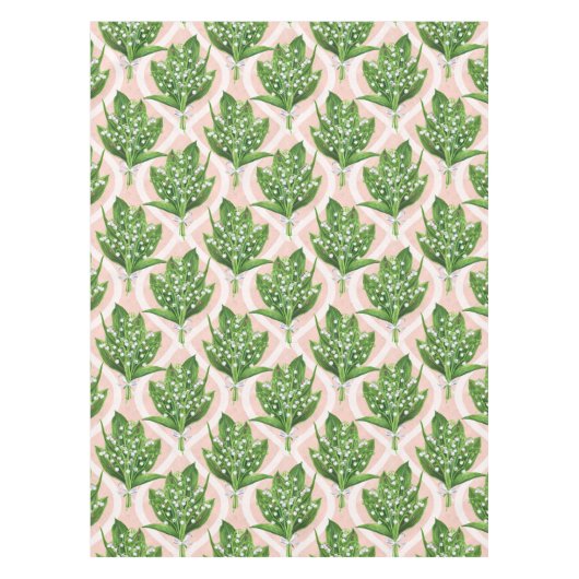 Bouquet der Lilie des Tals Blume auf rosa Tischdecke (Vorderseite)