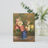 Bouquet der Rose Renoir Impressionist Art Malerei Postkarte (Stehend Vorderseite)