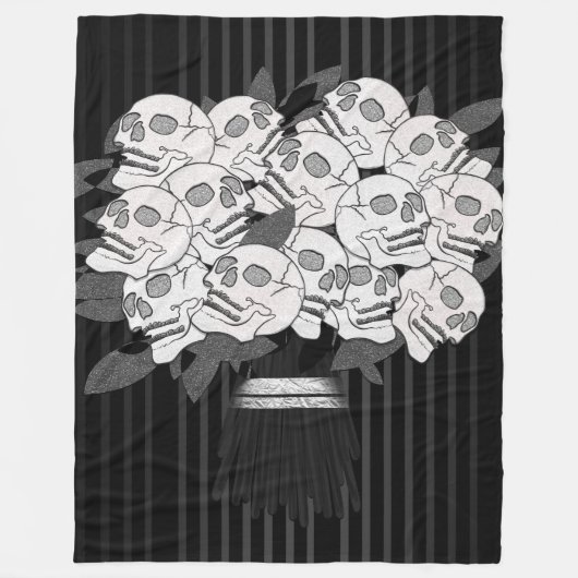 Bouquet der Rose Schwarz und Weiß Fleecedecke (Vorderseite)