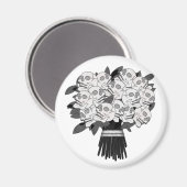 Bouquet der Rose Schwarz und Weiß Magnet (Vorderseite/Rückseite)