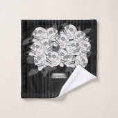 Bouquet der Rose Schwarz & Weiß Badhandtuch Set (Waschlappen)