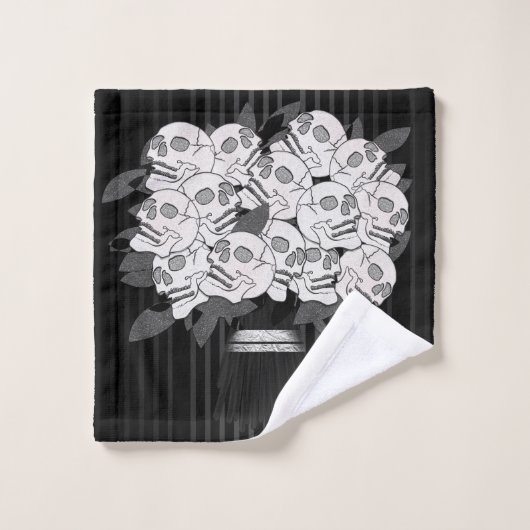 Bouquet der Rose Schwarz & Weiß Badhandtuch Set (Waschlappen)