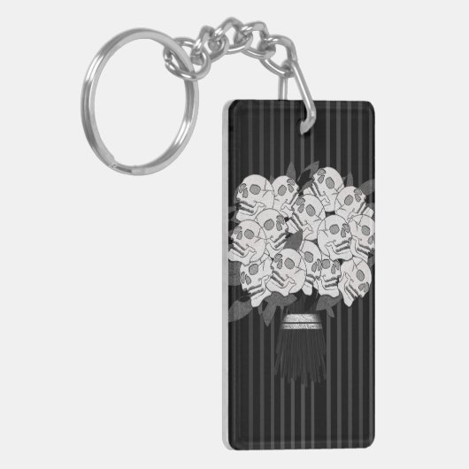 Bouquet der Rose Schwarz & Weiß Schlüsselanhänger (Vorderseite links)
