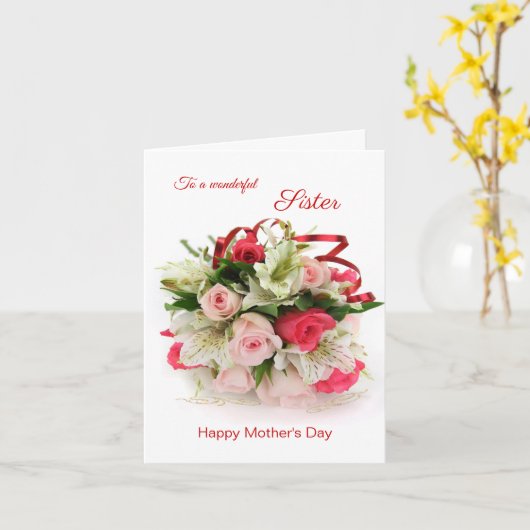 Bouquet der Rose, Schwester, Muttertag Karte (Gelbe Blume)