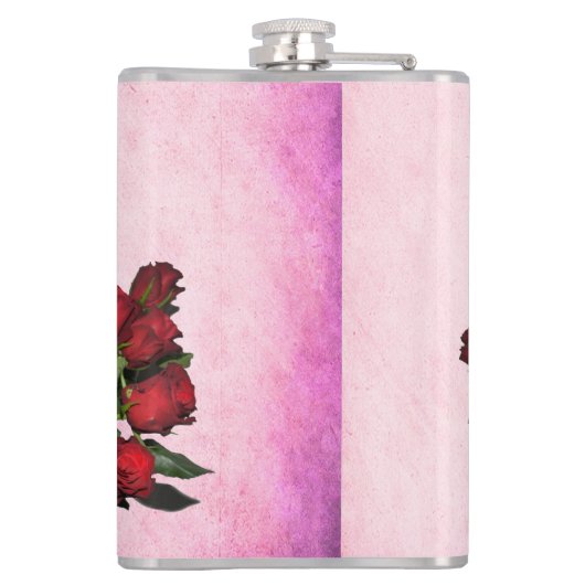 Bouquet der rote Rosen Flachmann (Rückseite)