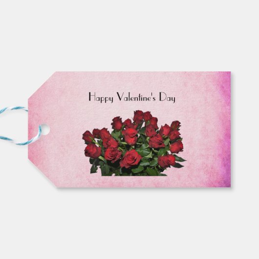 Bouquet der rote Rosen Geschenkanhänger (Rückseite Horizontal)