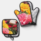 Bouquet der Sonne Ofenhandschuh & Topflappen-Set (Vorderseite/Rückseite)