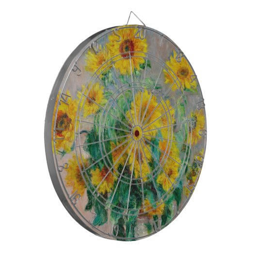 Bouquet der Sonnenblumen Claude Monet Dartscheibe (Vorderseite Links)