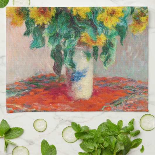 Bouquet der Sonnenblumen Claude Monet Geschirrtuch (Gefaltet)