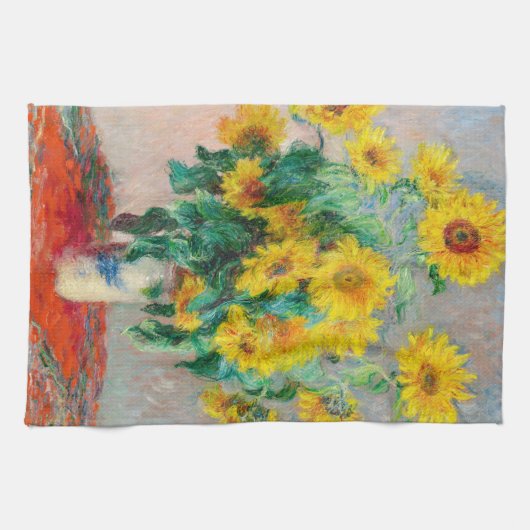 Bouquet der Sonnenblumen Claude Monet Geschirrtuch (Horizontal)