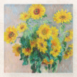 Bouquet der Sonnenblumen Claude Monet Glasuntersetzer<br><div class="desc">Bouquet mit Sonnenblumen. Claude Monet. 1881. Reproduktion berühmter Kunstbilder im öffentlichen Bereich.</div>