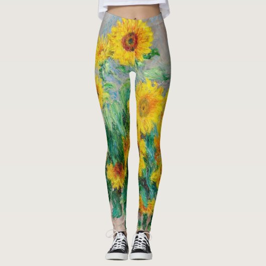 Bouquet der Sonnenblumen Claude Monet Leggings (Vorderseite)