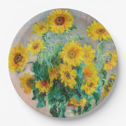 Bouquet der Sonnenblumen Claude Monet Pappteller (Vorderseite)