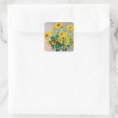 Bouquet der Sonnenblumen Claude Monet Quadratischer Aufkleber (Tasche)