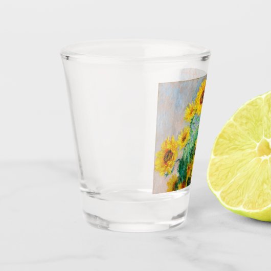 Bouquet der Sonnenblumen Claude Monet Schnapsglas (Links)