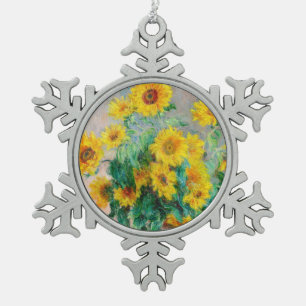 Bouquet der Sonnenblumen Claude Monet Schneeflocken Zinn-Ornament