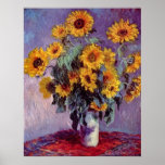 Bouquet der Sonnenblumen von Claude Monet Poster<br><div class="desc">Claude Monet,  Gründer der impressionistischen Bewegung,  malt die kontrollierte Natur und "Serien"-Gemälde,  in denen ein Thema unter unterschiedlichen Licht- und Wetterbedingungen dargestellt wurde.</div>