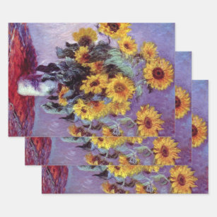 Bouquet der Sonnenblumen von Claude Monet, Vintage Geschenkpapier Set