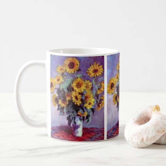 Bouquet der Sonnenblumen von Claude Monet, Vintage Kaffeetasse (Mit Donut)