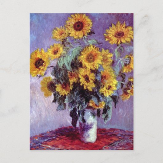 Bouquet der Sonnenblumen von Claude Monet, Vintage Postkarte (Vorderseite)