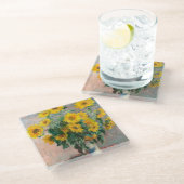 Bouquet der Sonnenblumen von Monet Impressionist Glasuntersetzer (Schrägansicht)